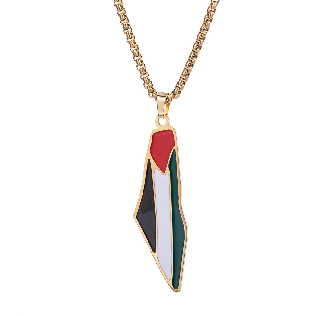 Vintage Geometric Map Pendant Necklace