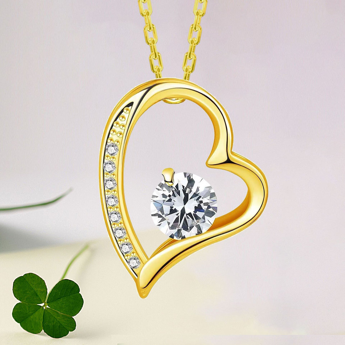 Zircon Heart Pendant Necklace
