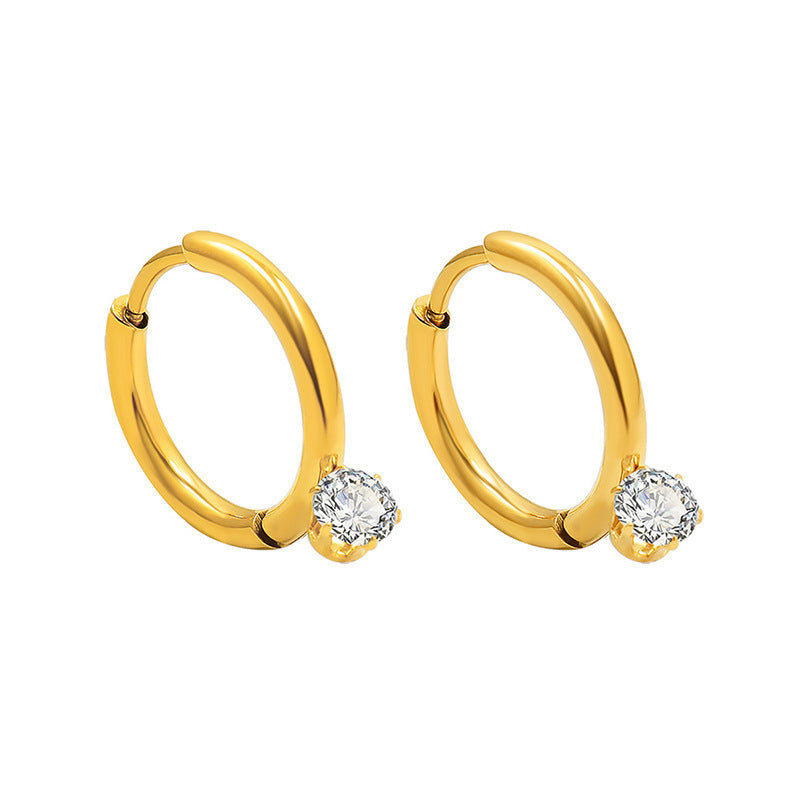 French Style Zircon Titanium Steel Earrings Necklace Set
