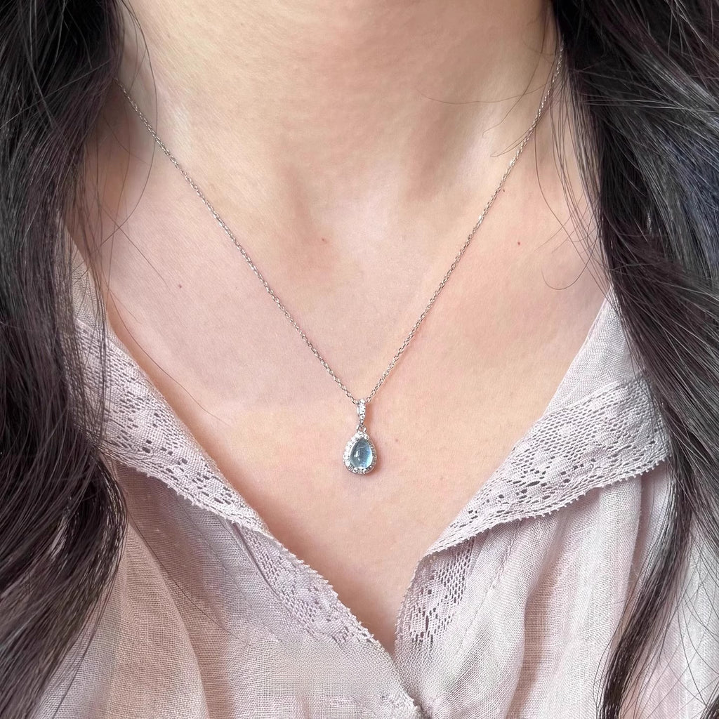 Aquamarine Drop Pendant Necklace
