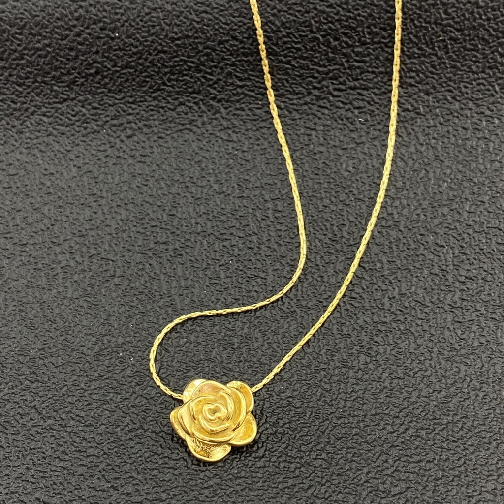 Rose Flower Pendant Titanium Steel Adjustable Necklace