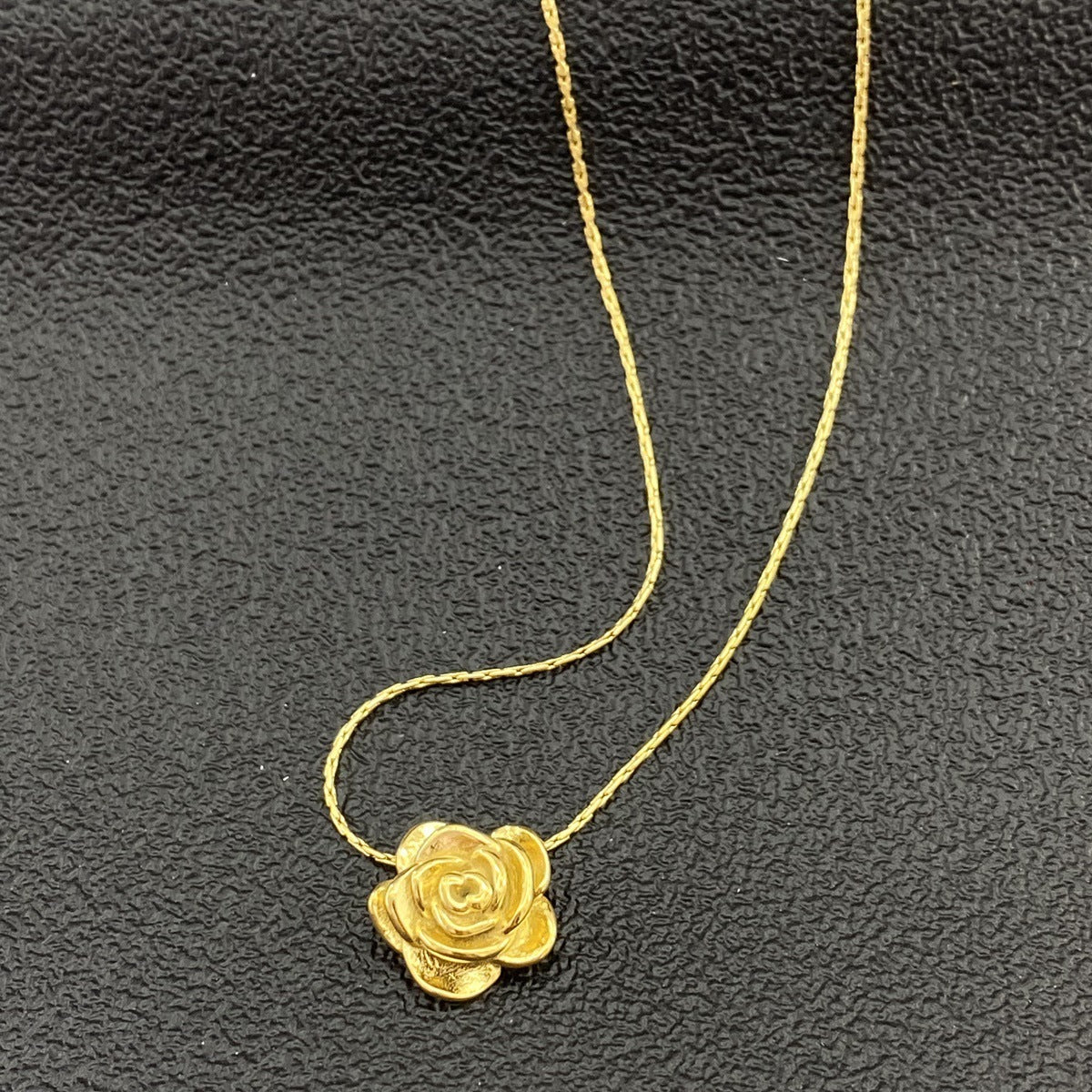 Rose Flower Pendant Titanium Steel Adjustable Necklace