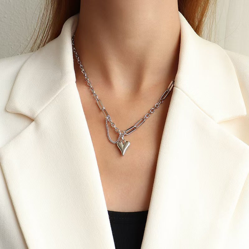 Heart Shape Titanium Steel Necklace Set