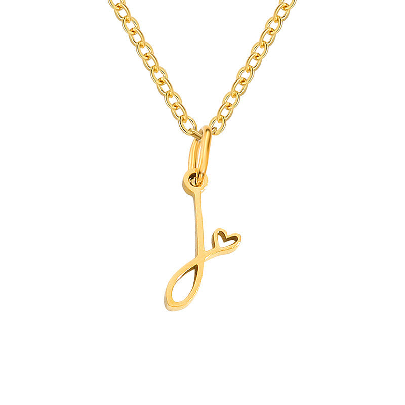 Alphabet Letter Stainless Steel Necklace