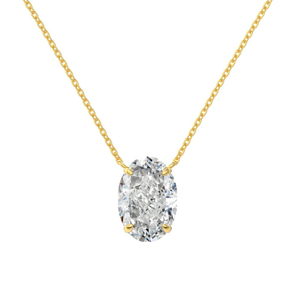 S925 Sterling Silver Necklace Women's Oval Ice Flower