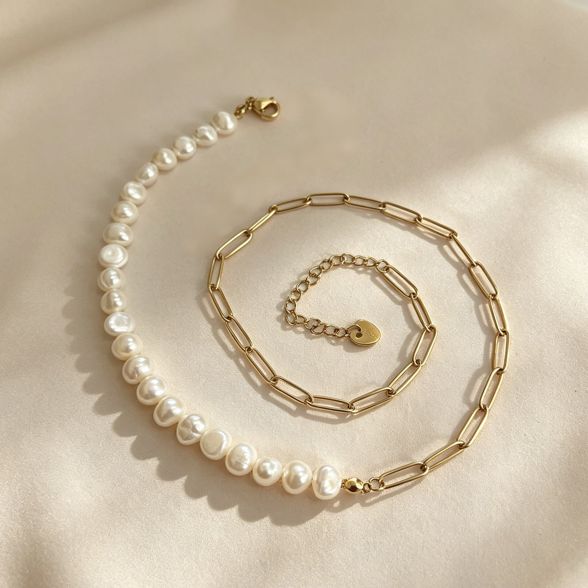 Fashion Freshwater Pearl Half-Chain Bracelet Necklace