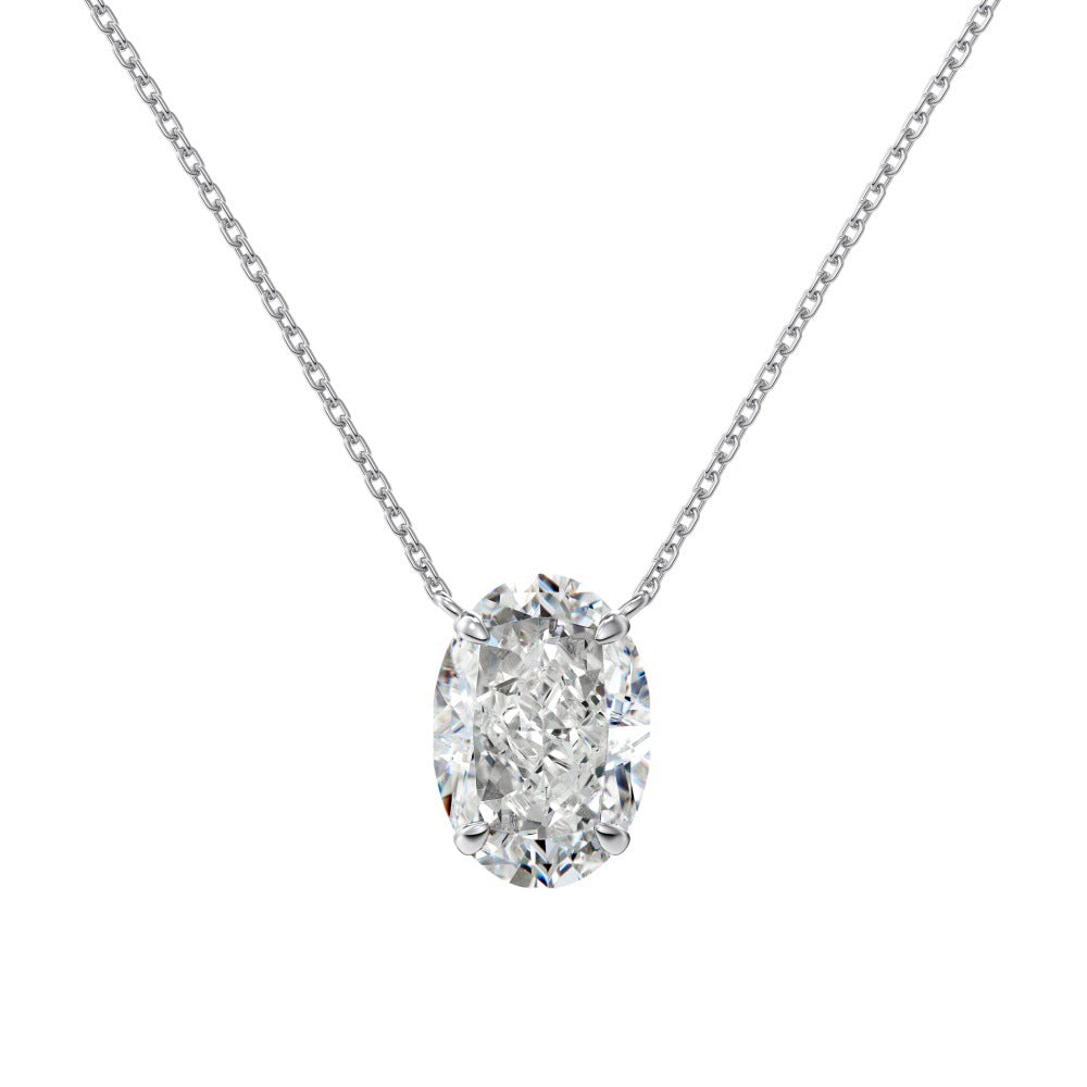 S925 Sterling Silver Necklace Women's Oval Ice Flower