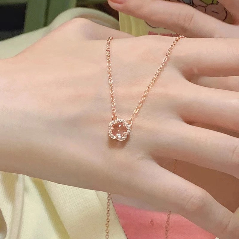 Pink Crystal Cherry Blossom Necklace