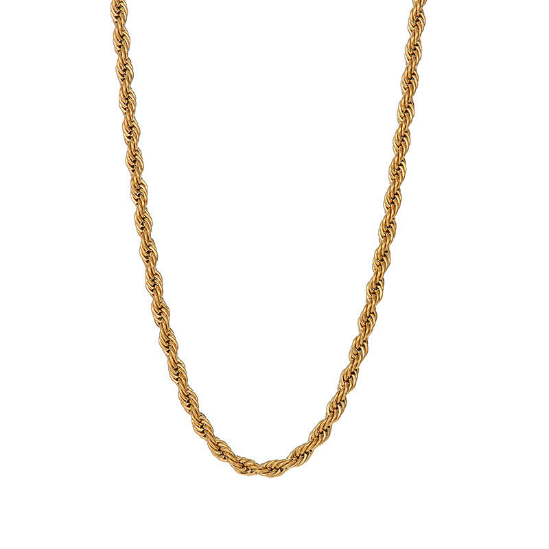 Titanium Steel Twist Chain Necklace Bracelet Set