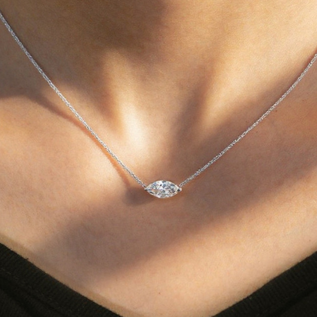 S925 Silver Marquise Moissanite Necklace