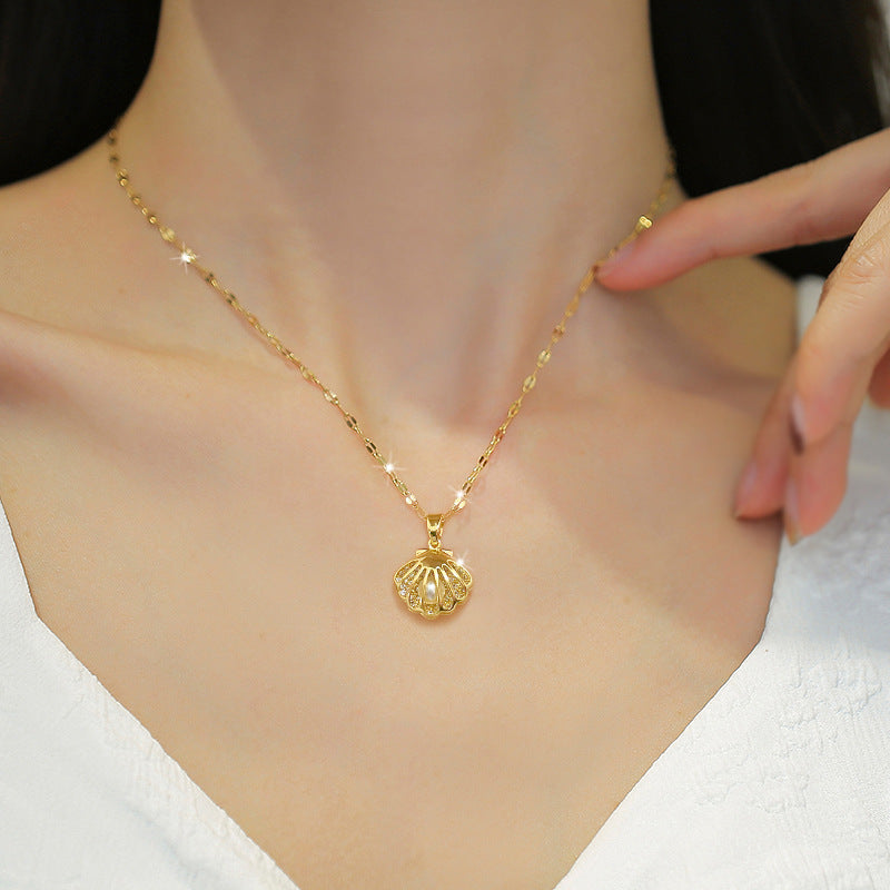 Titanium Steel Shell Pearl Necklace