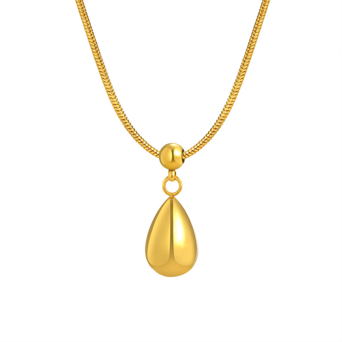 Simple Water Drop Pendant Stainless Steel Necklace