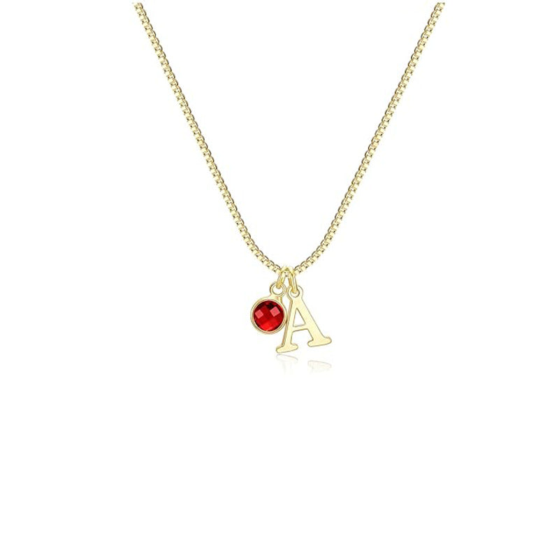 Gold Plated Initial Birthstone Necklace Clavicle Chain