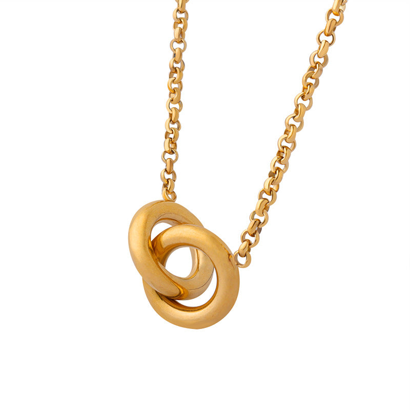 Ring Necklace Gold Plated Titanium Steel