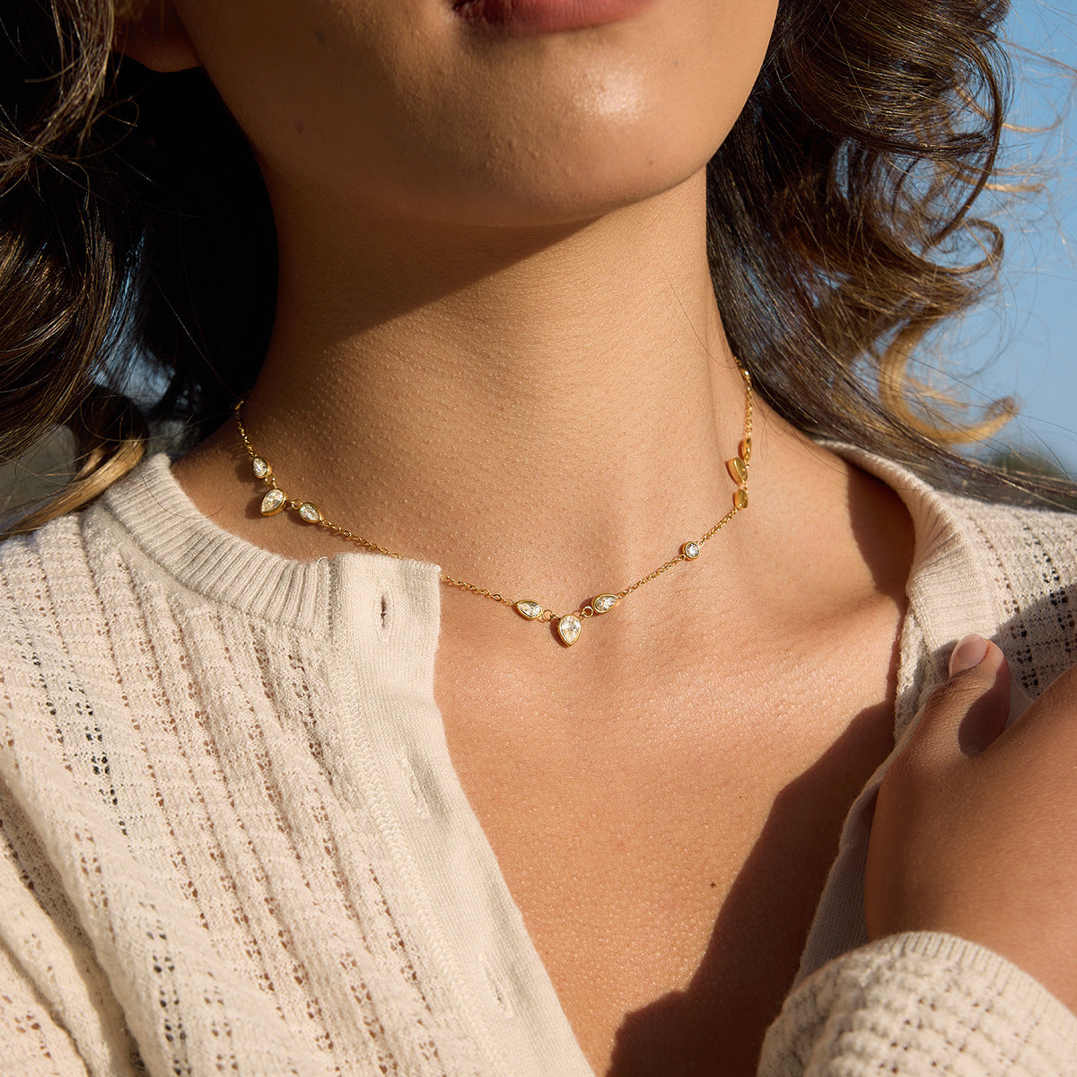 Titanium Steel Zircon Pendant Necklace