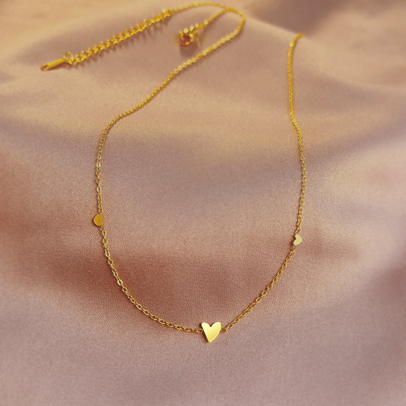Titanium Steel Heart Necklace Anklet Set