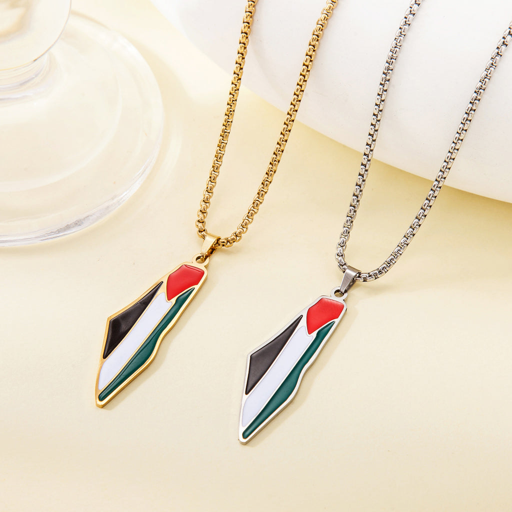 Vintage Geometric Map Pendant Necklace
