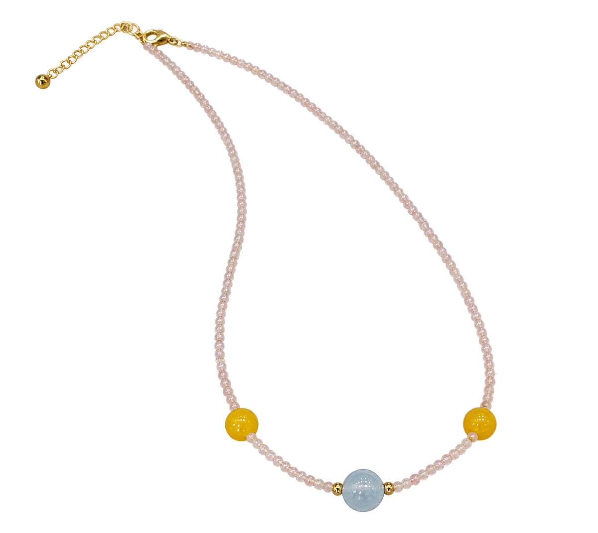 Pink Crystal Shiny Necklace Natural Chain