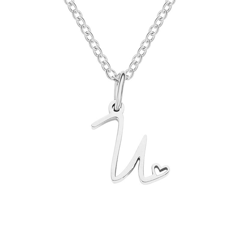 Alphabet Letter Stainless Steel Necklace