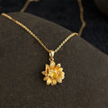 Gold Plated Sunflower Butterfly Zircon Necklace
