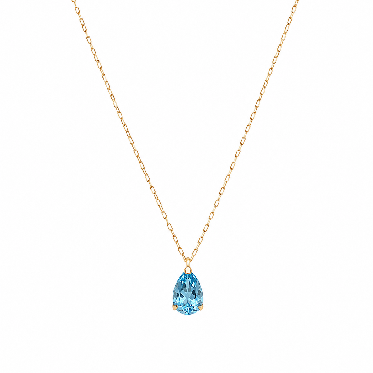 Aquamarine Water Drop Pendant Necklace