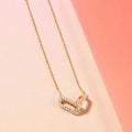 Sterling Silver Double Oval Interlocking Necklace with Diamond Accents