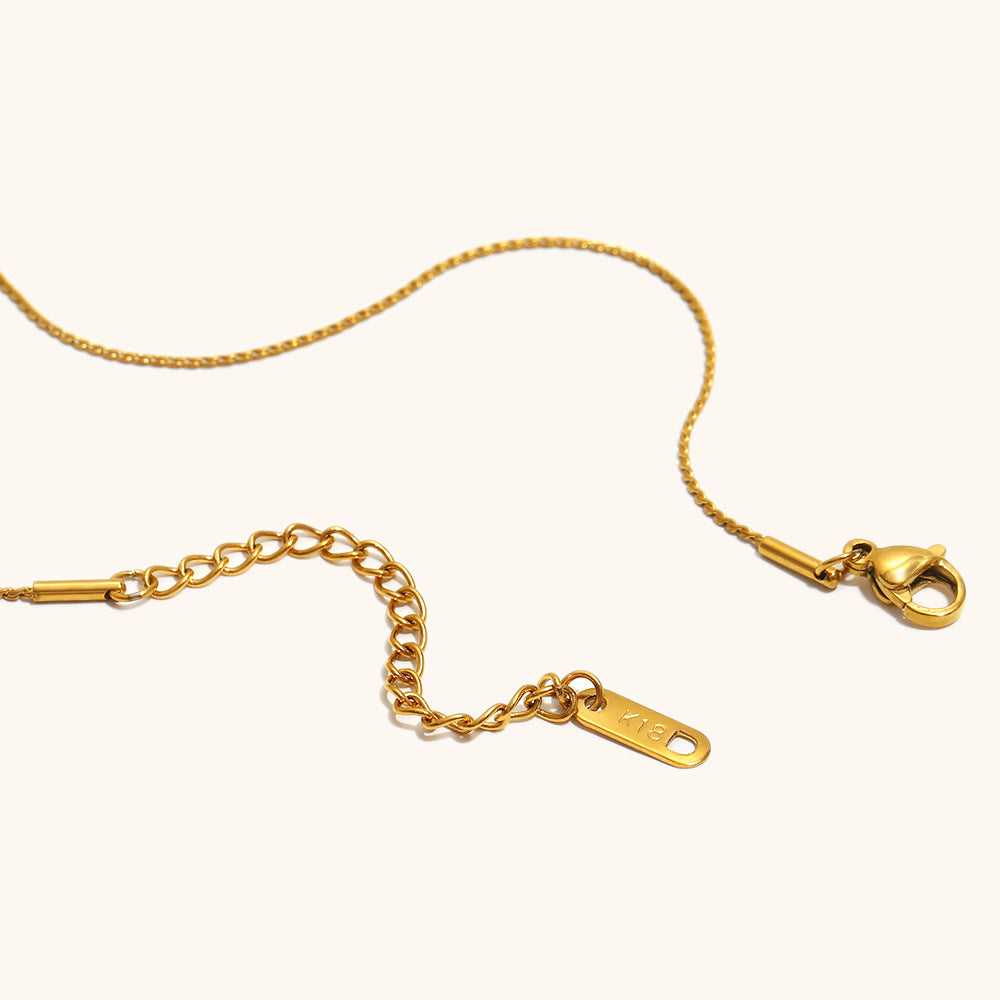 Geometric Bead Tube Chain Necklace Gold Plated Stainless Steel