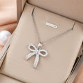 Diamond Bow Pendant Adjustable Necklace