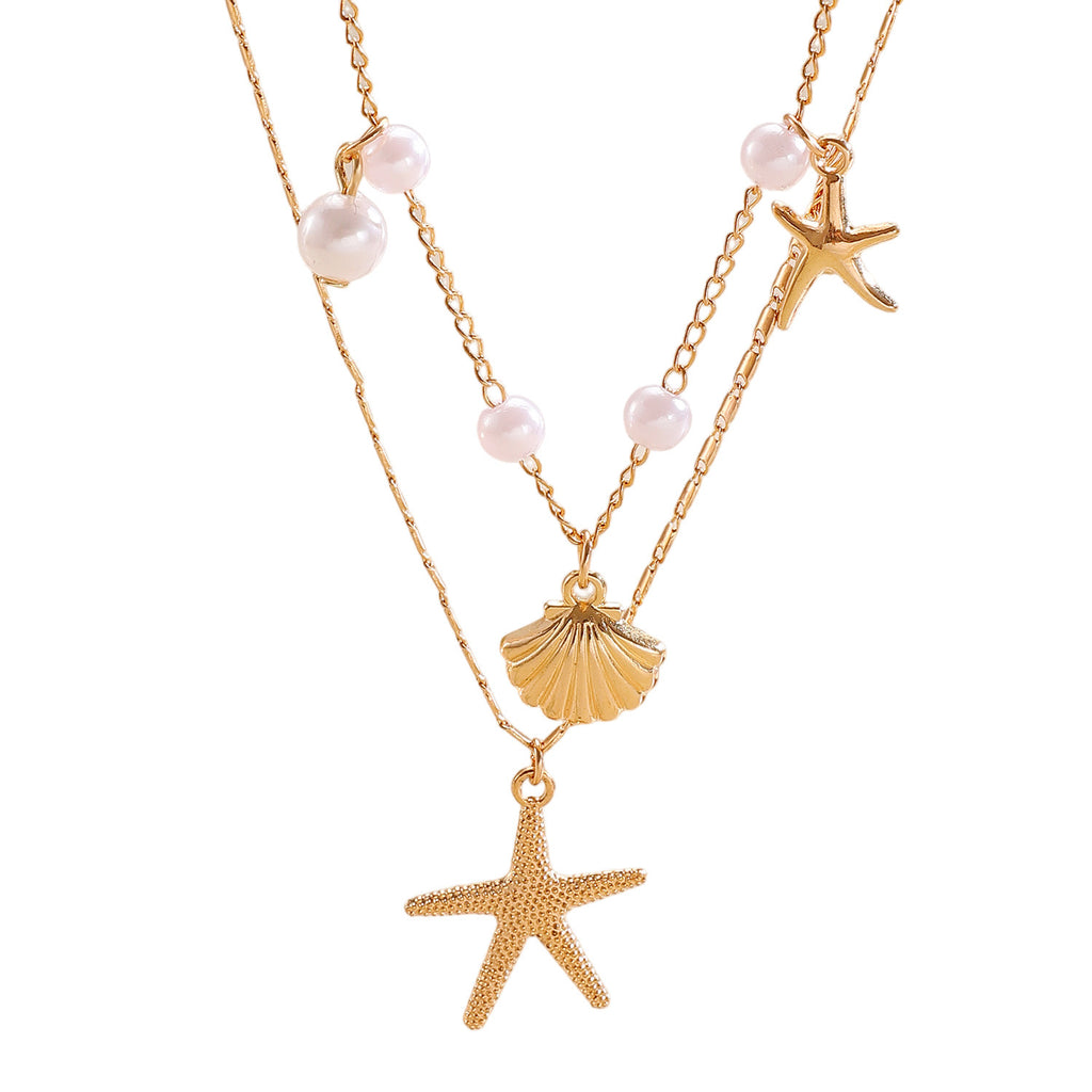 Shell and Pearl Multi-layer Necklace