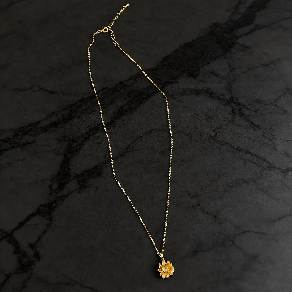 Gold Plated Sunflower Butterfly Zircon Necklace